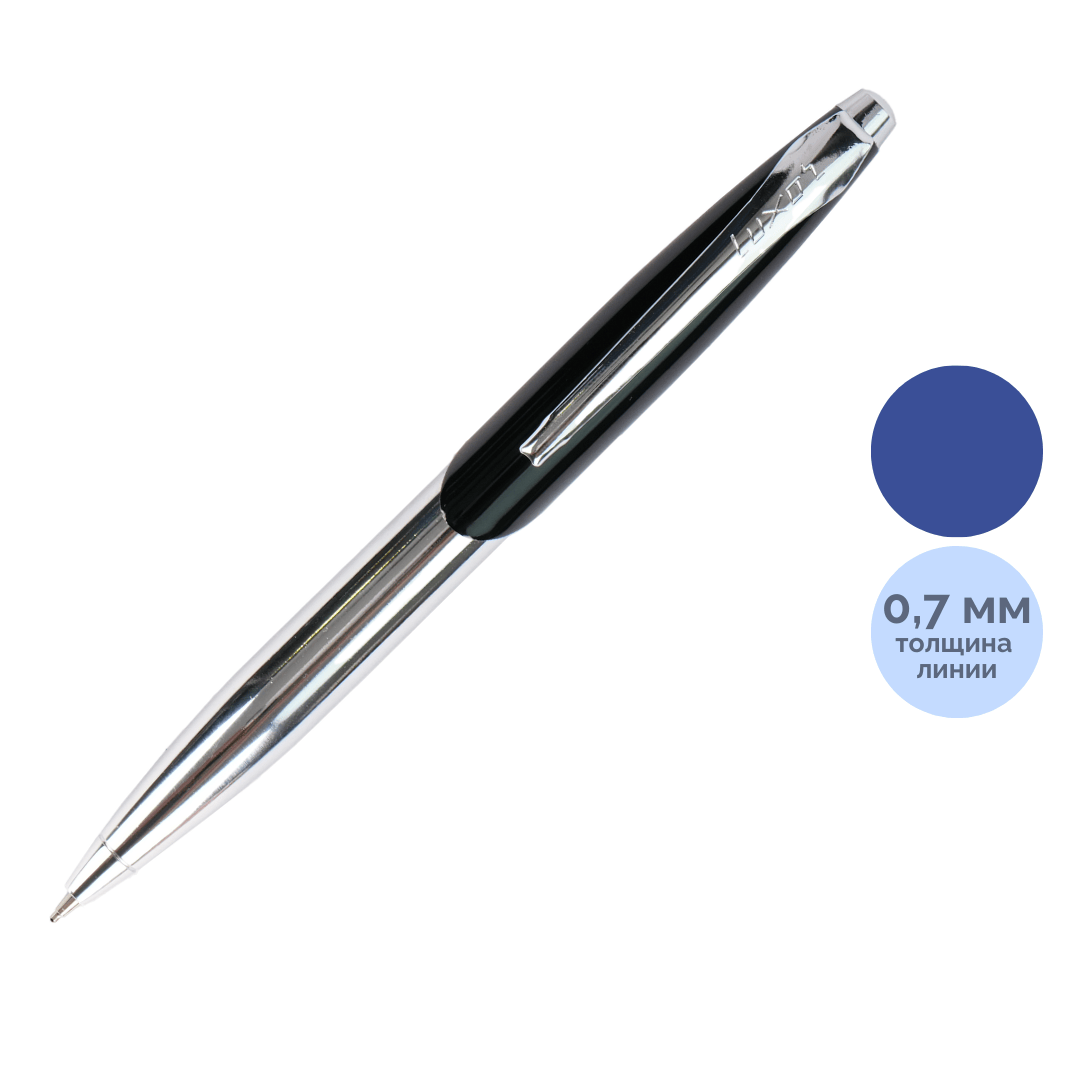Ручка шариковая Luxor "Alps", 0,7 мм, корпус черный с серебристым, синяя / Ручки премиум-класса oe.kz Ручка шариковая Luxor "Alps", 0,7 мм, корпус черный с серебристым, синяя / Ручки премиум-класса