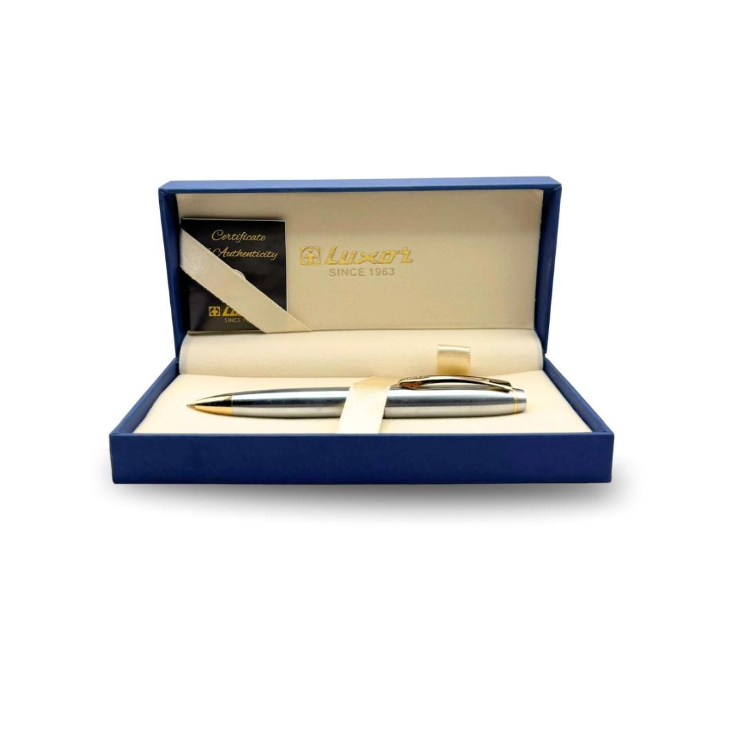 Ручка шариковая Luxor "Trident", 0,8 мм, корпус серебристый, синяя / Ручки премиум-класса №3 oe.kz Ручка шариковая Luxor "Trident", 0,8 мм, корпус серебристый, синяя / Ручки премиум-класса №3