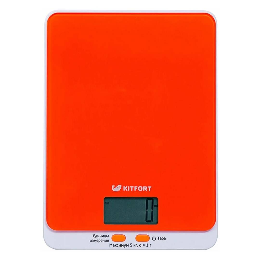 Весы кухонные Kitfort KT-803-5, электронные, стекло, до 5 кг, оранжевые / Оборудование для кухни	