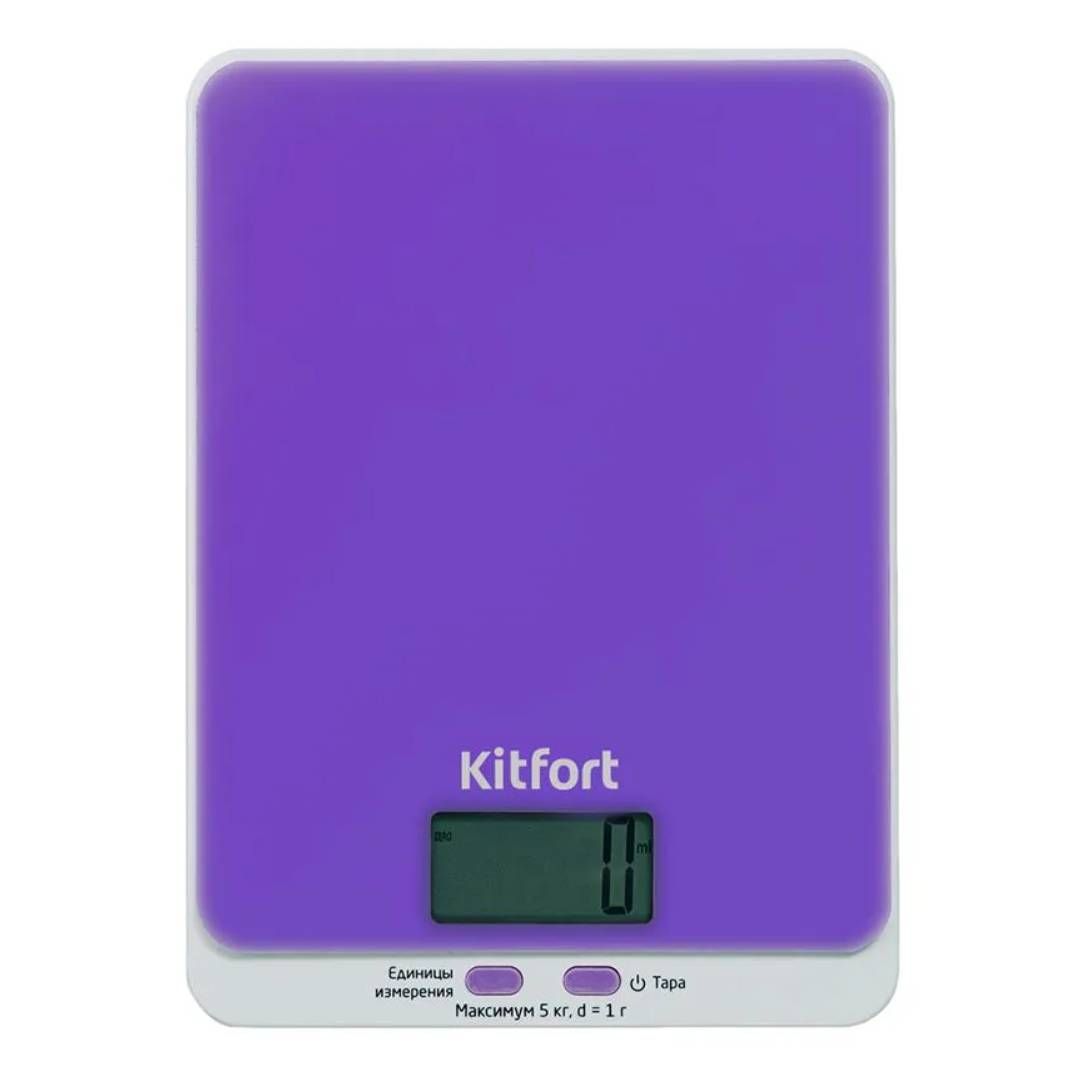 Весы кухонные Kitfort KT-803-6, электронные, стекло, до 5 кг, фиолетовые / Весы кухонные