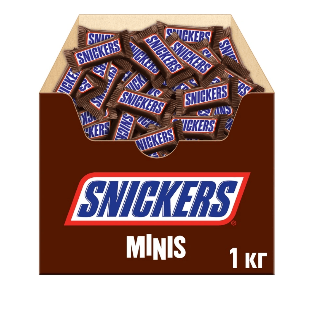 Шоколадные батончики Snickers minis, 1 кг, в коробке / Шоколад №3