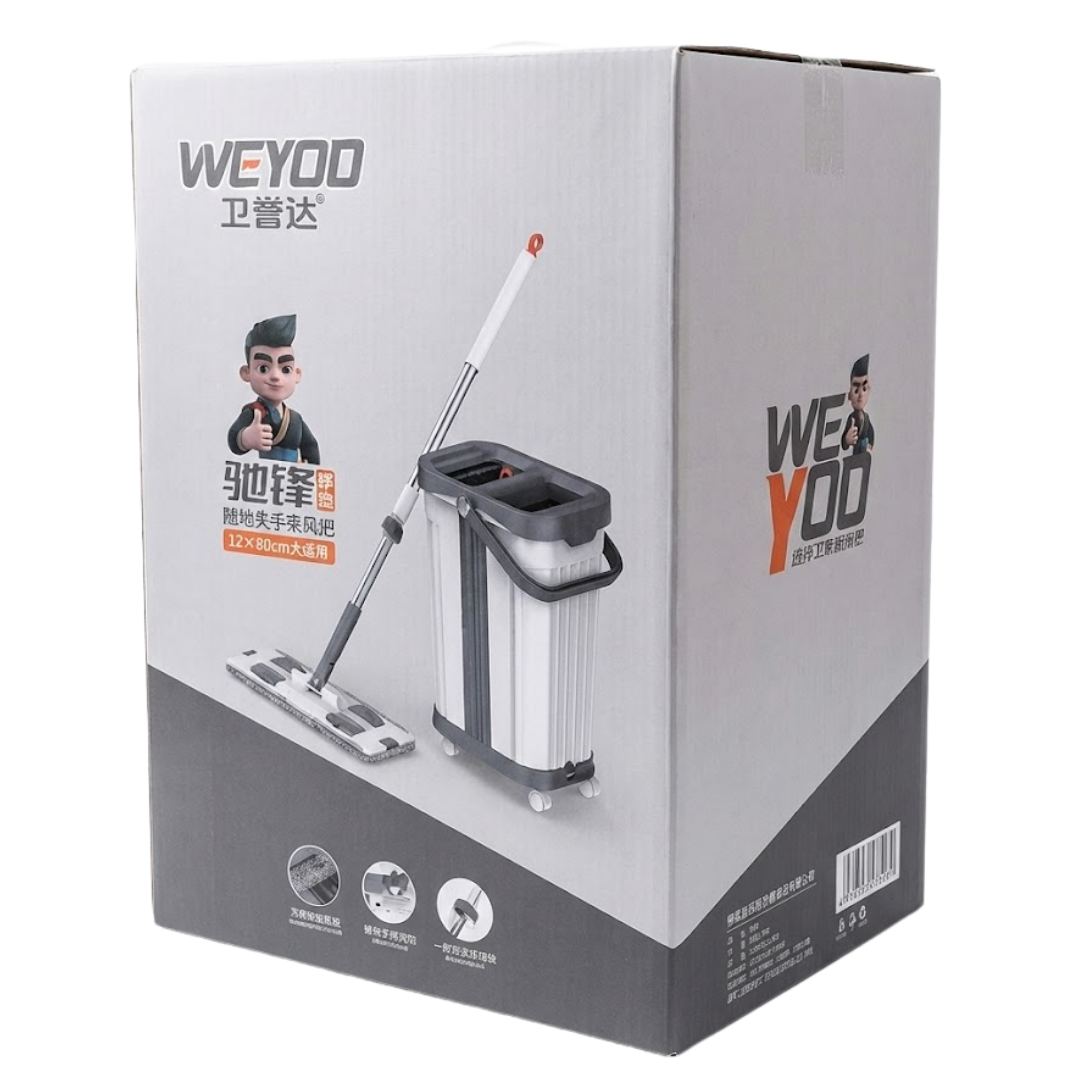 Комплект для уборки, ведро + швабра, бело-серый / Швабры и комплекты №2