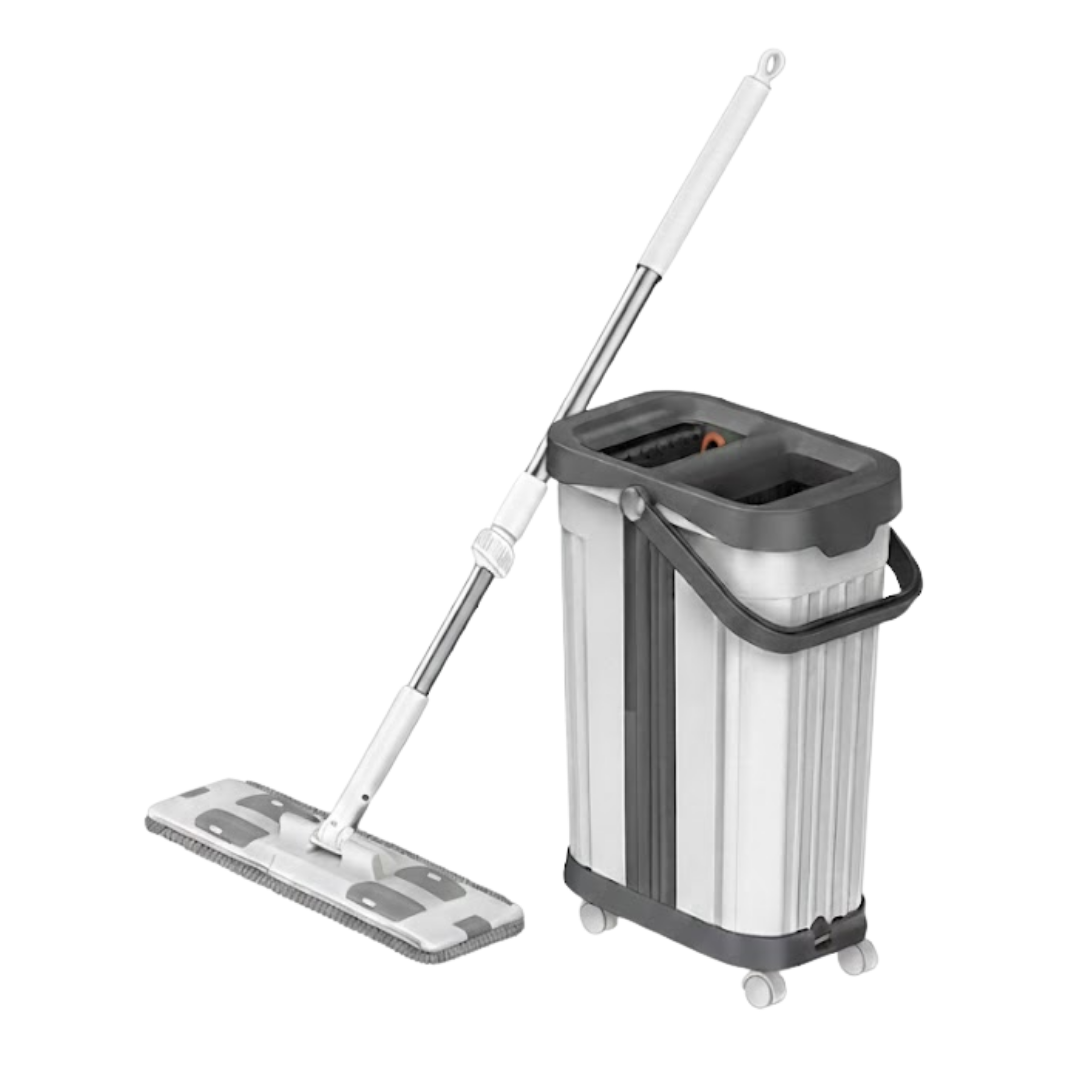 Комплект для уборки, ведро + швабра, бело-серый / Швабры и комплекты