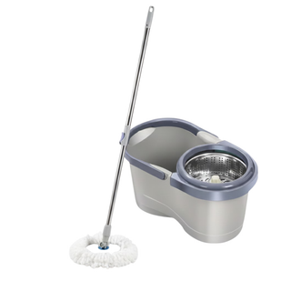 Комплект для уборки, ведро двухкамерное с отжимом + швабра, серое / Швабры и комплекты