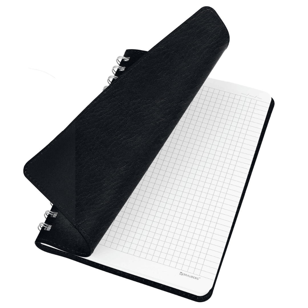 Бизнес-тетрадь Brauberg "Office PRO", A5, 80 листов, в клетку, на гребне, черная / Тетради №2