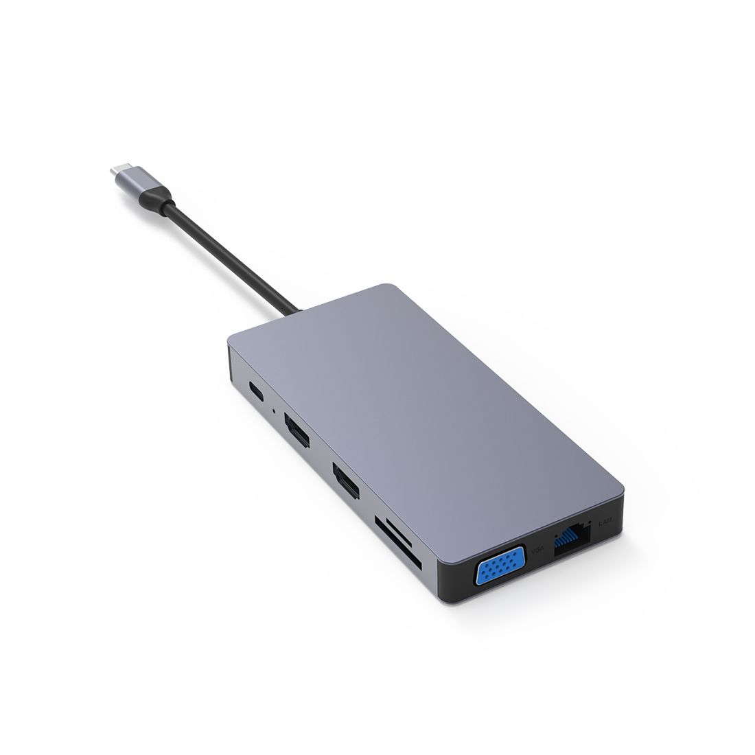 Мультифункциональный адаптер X-Game XGH-1201, 3xUSB 3.0, USB 3.1, VGA, PD, HDMI, RJ45, SD, TF / Веб-камеры