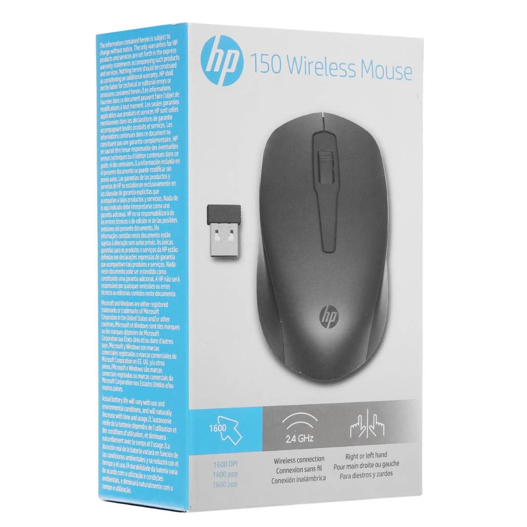 Мышь беспроводная HP 150, USB, 3 кнопки, 1600 dpi, оптическая, черная / Мыши беспроводные №5 oe.kz Мышь беспроводная HP 150, USB, 3 кнопки, 1600 dpi, оптическая, черная / Мыши беспроводные №5