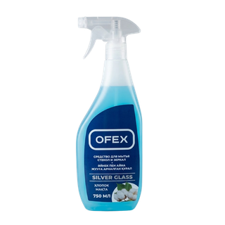 Средство для мытья стекол и зеркал Ofex "Silver Glass Хлопок", с распылителем, 750 мл / Чистящие средства oe.kz Средство для мытья стекол и зеркал Ofex "Silver Glass Хлопок", с распылителем, 750 мл / Чистящие средства