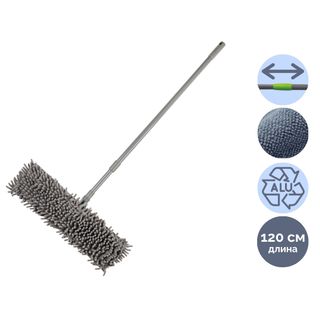 Швабра для пола из микрофибры Пчелка, телескопическая ручка 120 см, двусторонняя насадка / Швабры и комплекты