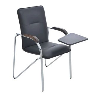 Стул для посетителей "Самба СТ", с откидным столиком, экокожа, черный / Стулья oe.kz Стул для посетителей "Самба СТ", с откидным столиком, экокожа, черный / Стулья