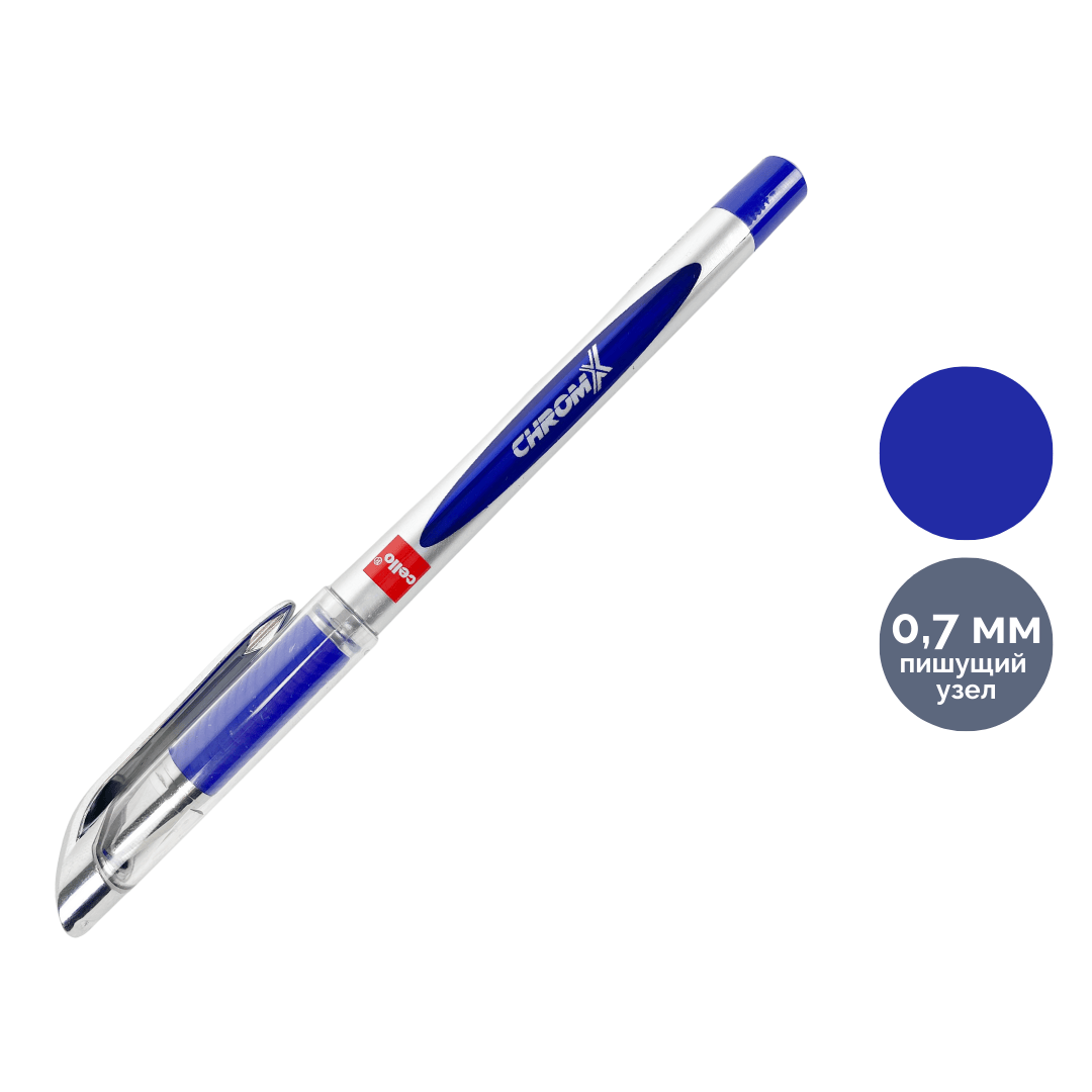 Ручка шариковая Cello "ChromX", 0,7 мм, синяя, цена за штуку / Ручки шариковые неавтоматические oe.kz Ручка шариковая Cello "ChromX", 0,7 мм, синяя, цена за штуку / Ручки шариковые неавтоматические