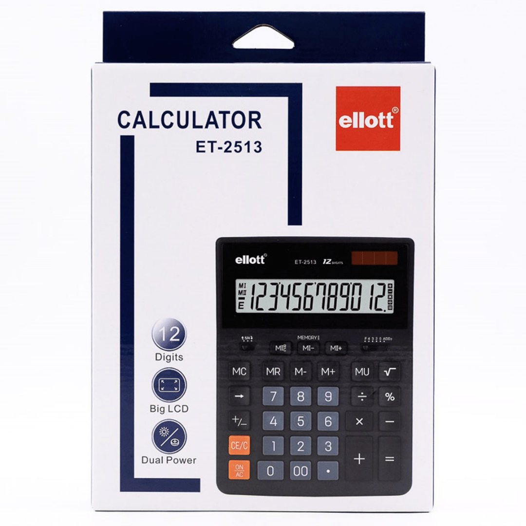 Калькулятор настольный Ellot "ET-2513", 12 разрядов, черный / Калькуляторы настольные №2