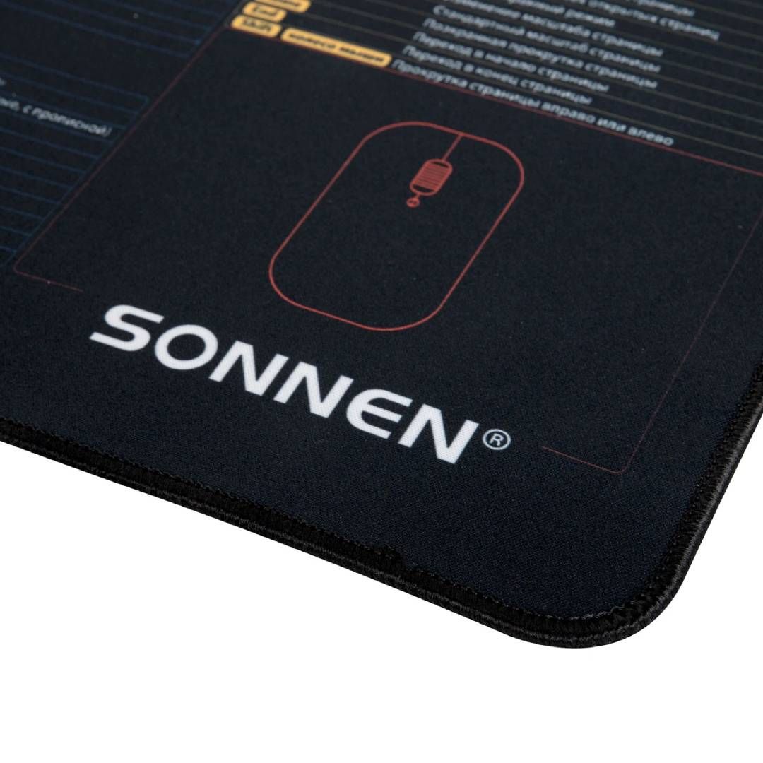 Коврик для мыши Sonnen "Hot Keys", резиновая основа, размер 800*400*3 мм, черный / Коврики для мыши №2