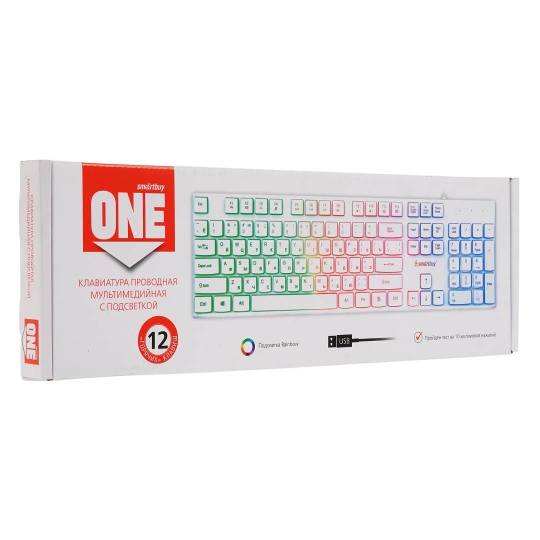 Клавиатура проводная Smartbuy One 251, ENG/RUS, USB, RGB подсветка, белая / Клавиатуры проводные №5 oe.kz Клавиатура проводная Smartbuy One 251, ENG/RUS, USB, RGB подсветка, белая / Клавиатуры проводные №5