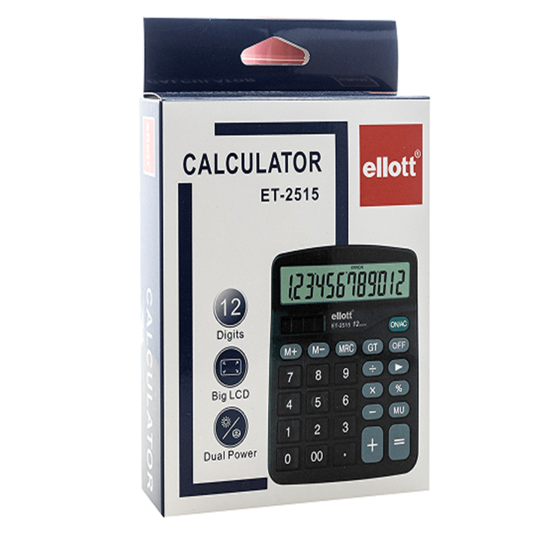 Калькулятор настольный Ellot "ET-2515", 12 разрядов, черный / Калькуляторы настольные №2