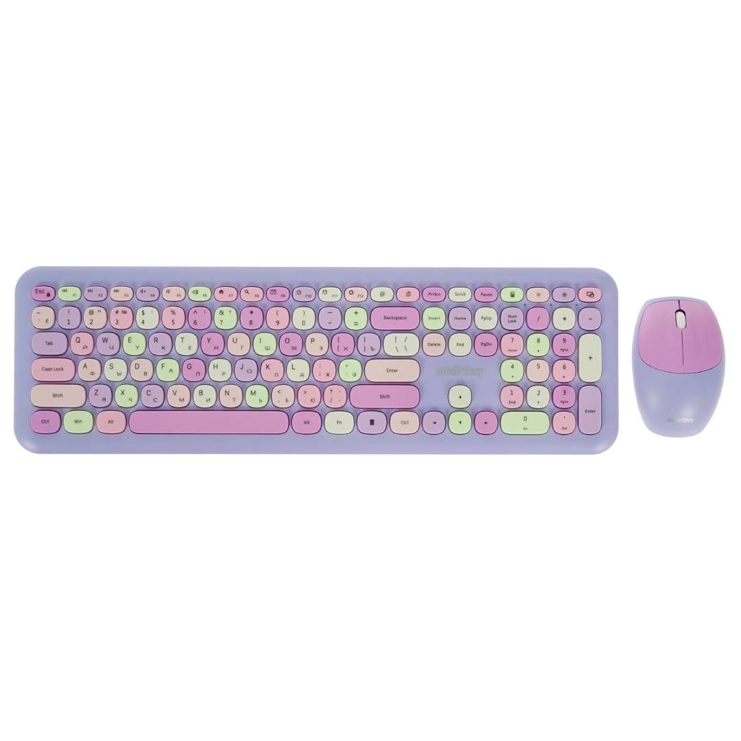 Беспроводной набор Smartbuy SBC-666395AG-V, клавиатура и мышь, USB, ENG, сиреневый / Комплекты клавиатура+мышь