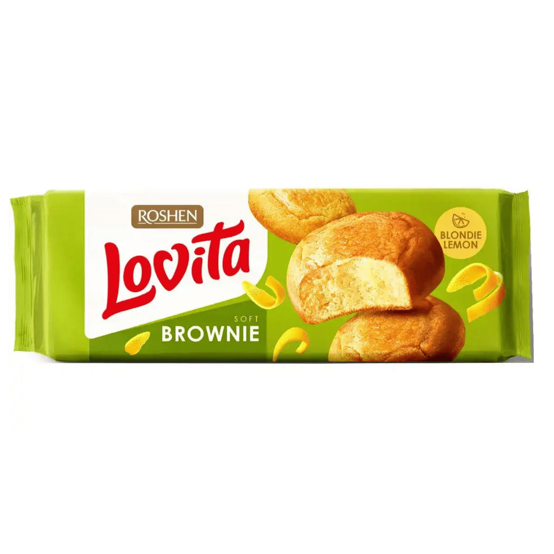 Печенье сдобное Roshen "Lovita Brownie", с лимоном, 152 гр / Печенье, вафли, крекеры