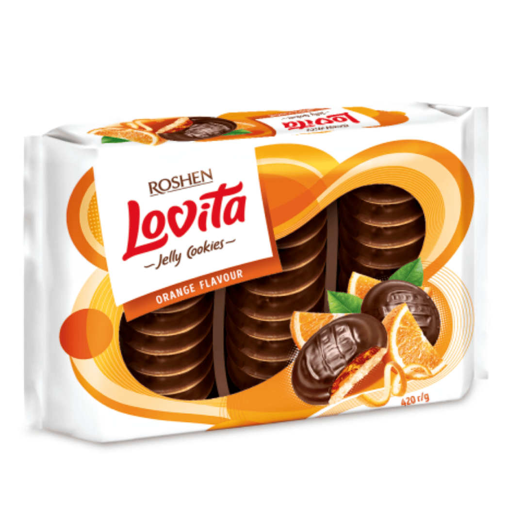Печенье Roshen "Lovita Jelly Cookies", апельсин, 420 гр / Бисквиты, круассаны, маффины