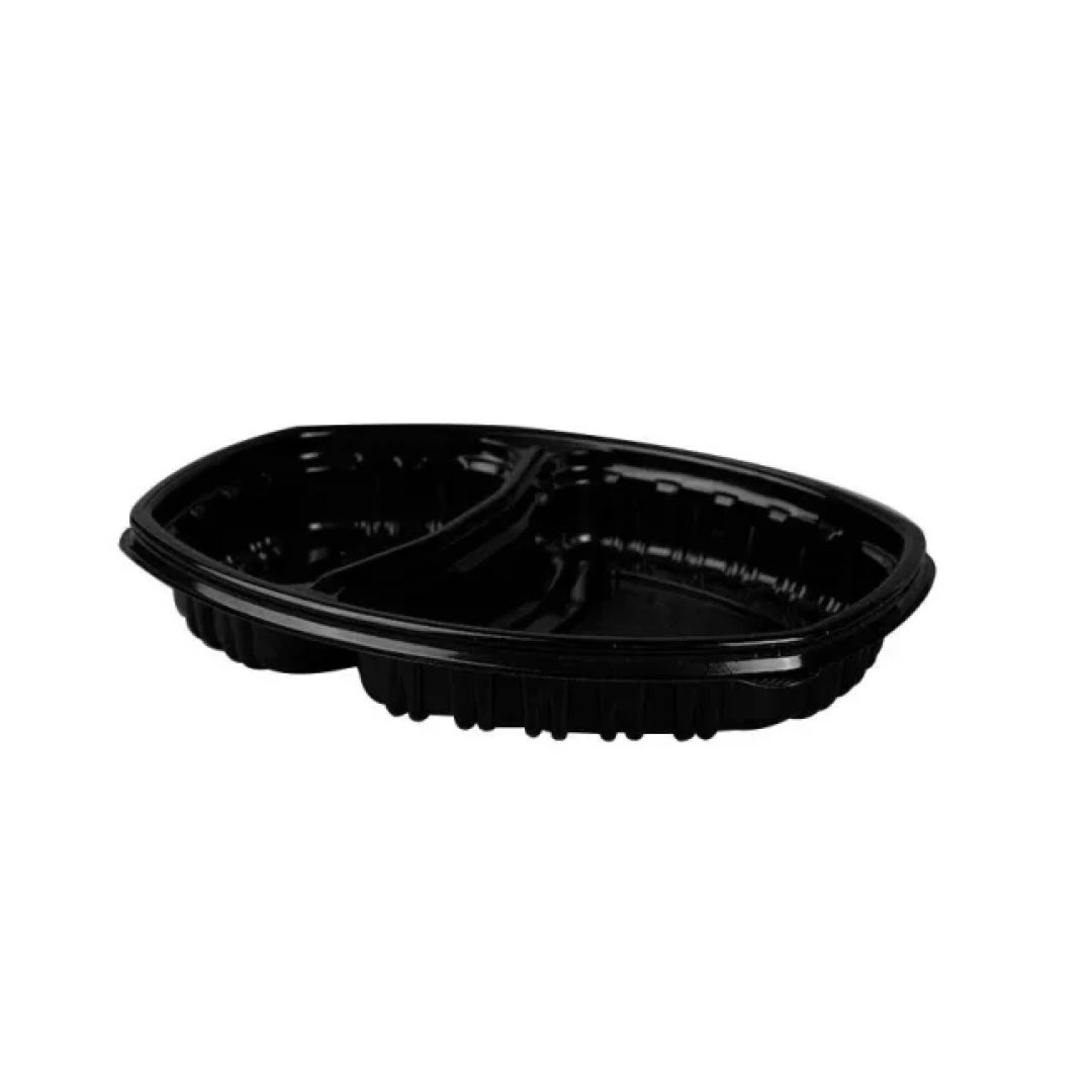Контейнеры одноразовые 2-х секционные, без крышки, размер 257*202*37 мм , черные, 70 шт/упак / Посуда одноразовая oe.kz Контейнеры одноразовые 2-х секционные, без крышки, размер 257*202*37 мм , черные, 70 шт/упак / Посуда одноразовая
