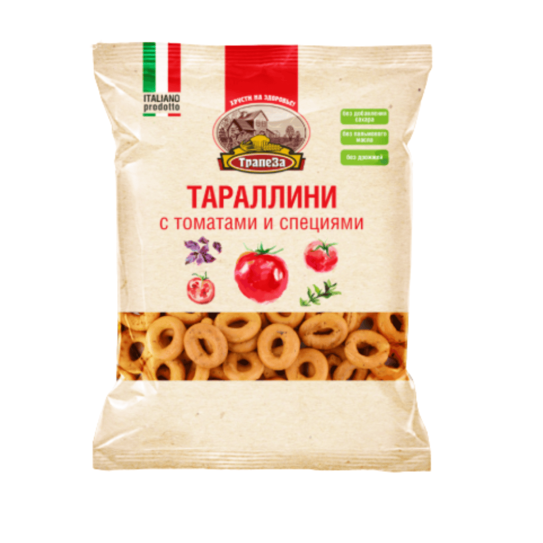 Тараллини Nina Farina, сарымсақ қосылған, 180 гр / Вафлилер, трубочкалар, крекерлер
