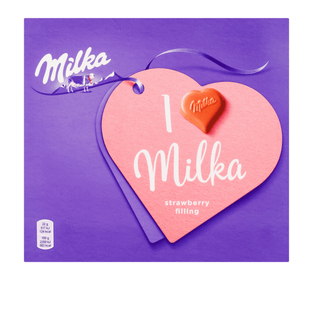 Шоколадные конфеты Milka, с клубничной начинкой, 110 гр / Шоколад