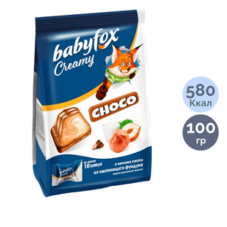 Конфеты вафельные BabyFox "Creamy Choco", с фундучной начинкой, 100 гр / Конфеты