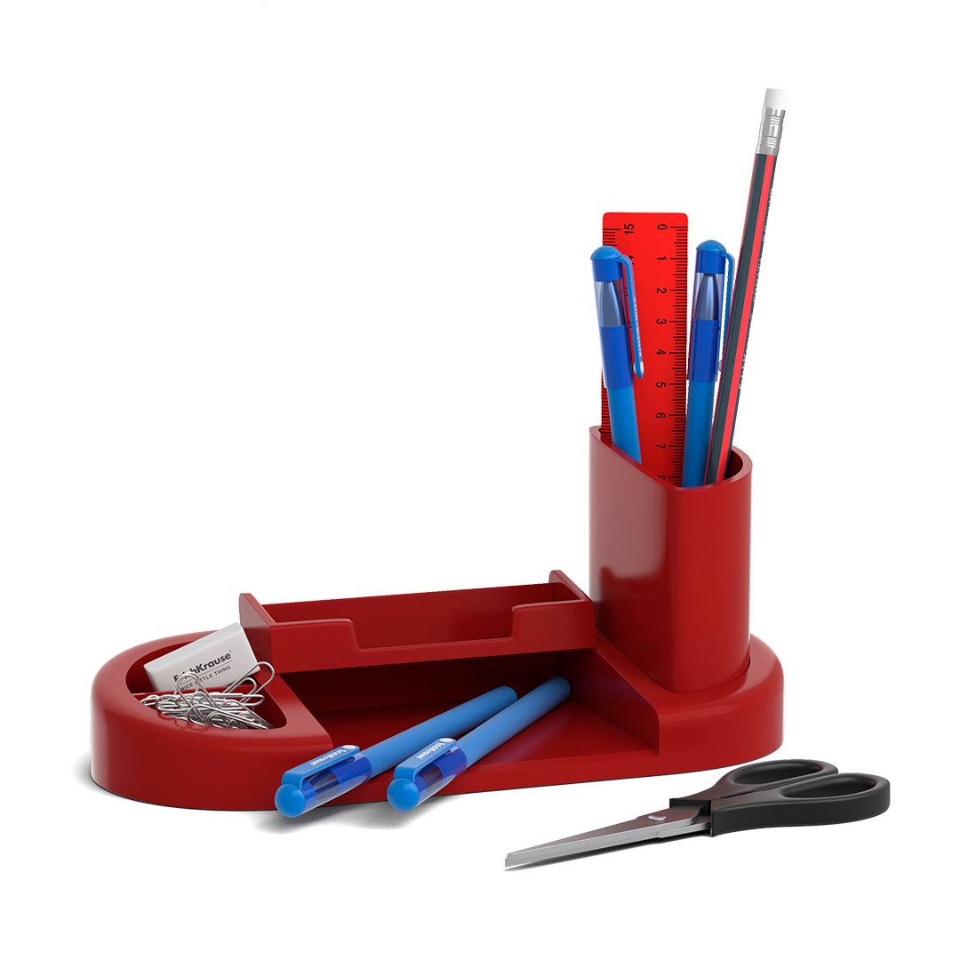 Настольный органайзер Erich Krause "Harmony. Marsala", 10 предметов, красный / Подставка с наполнением