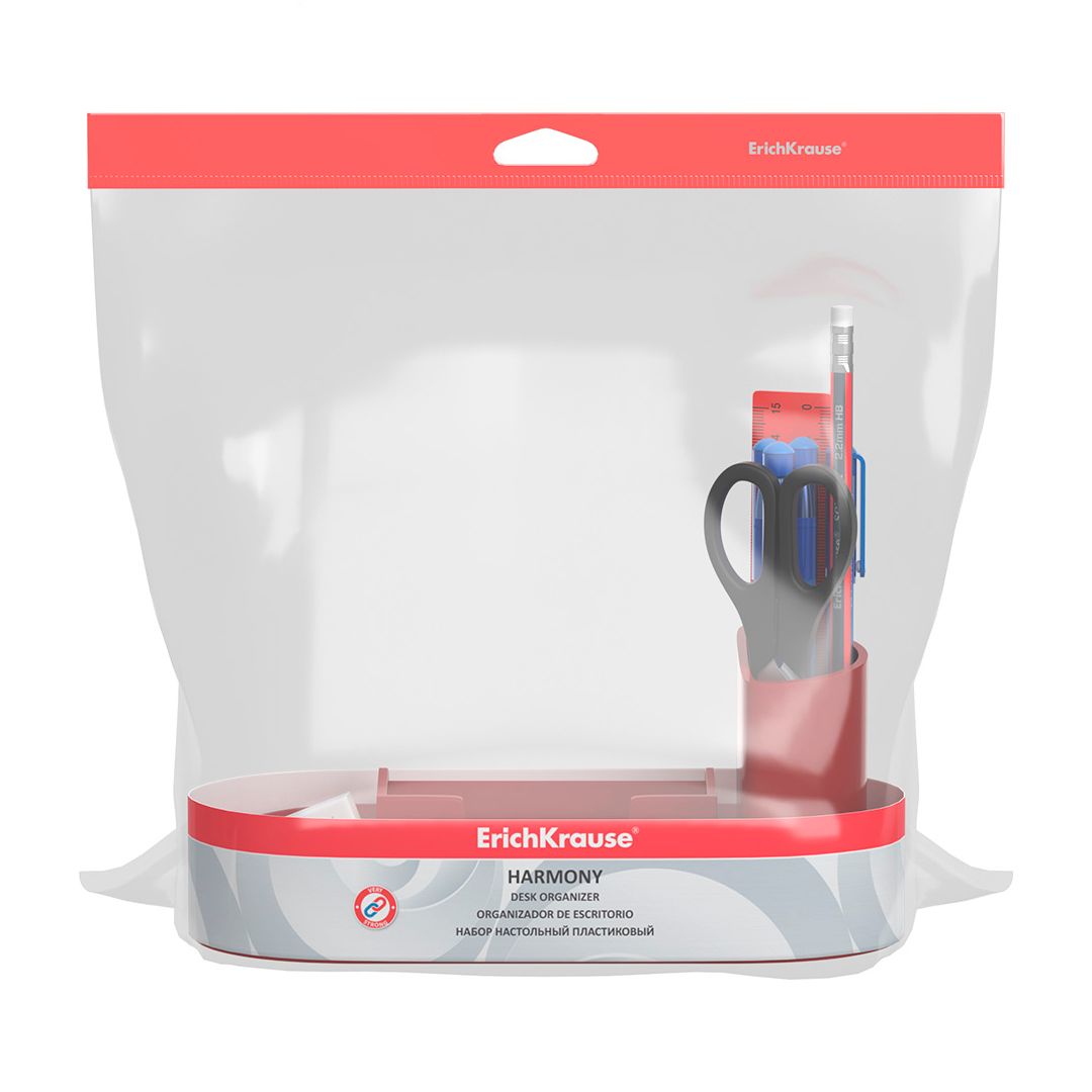 Настольный органайзер Erich Krause "Harmony. Marsala", 10 предметов, красный / Подставка с наполнением №2