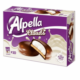 Печенье Alpella "Clouds", с маршмеллоу в шоколадной глазури, 250 гр / Печенье, вафли, крекеры