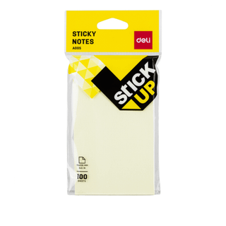 Блок самоклеящийся 76*126 мм, Deli "Stick Up", 100 листов, желтый / Блоки самоклеящиеся