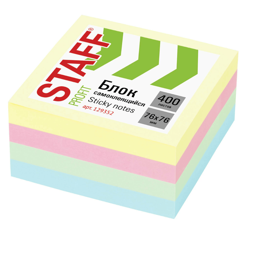 Өздігінен жабысатын блок 76*76 мм, Brauberg "Neon", 5 неон түстер, 400 парақ / Өзі жабысатын блоктар