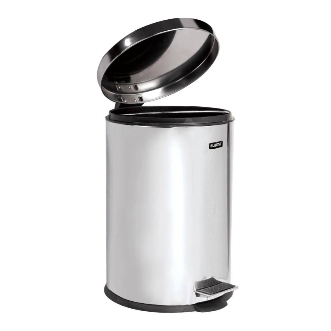 Қоқысқа арналған шелек-контейнер Laima, 20 л, басқышпен, дөңгелек, металл, қара / Қоқыс контейнерлері мен шелектері №2