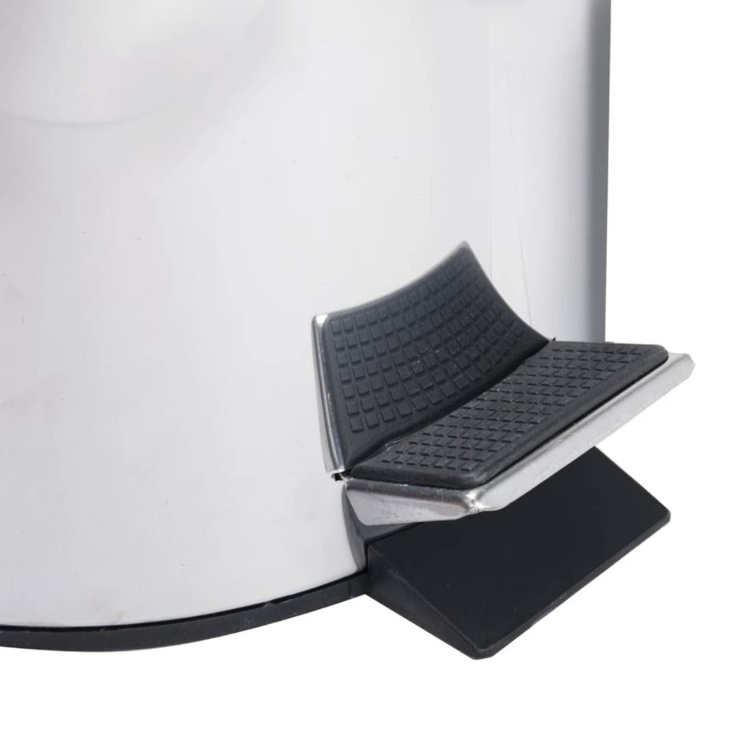 Қоқысқа арналған шелек-контейнер Laima, 20 л, басқышпен, дөңгелек, металл, қара / Қоқыс контейнерлері мен шелектері №3