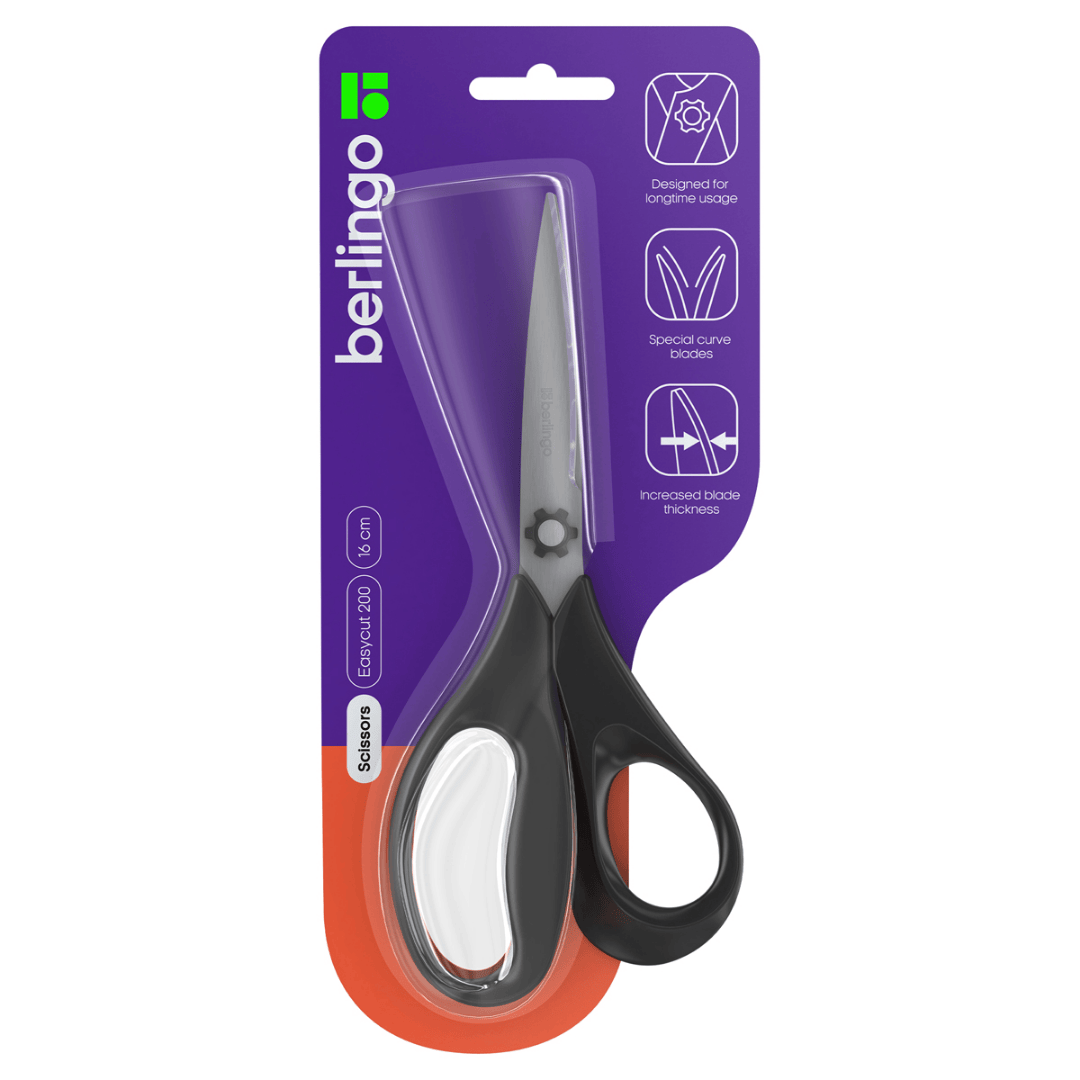 Ножницы Berlingo "Easycut 200", размер 16 см, черные / Ножницы №2