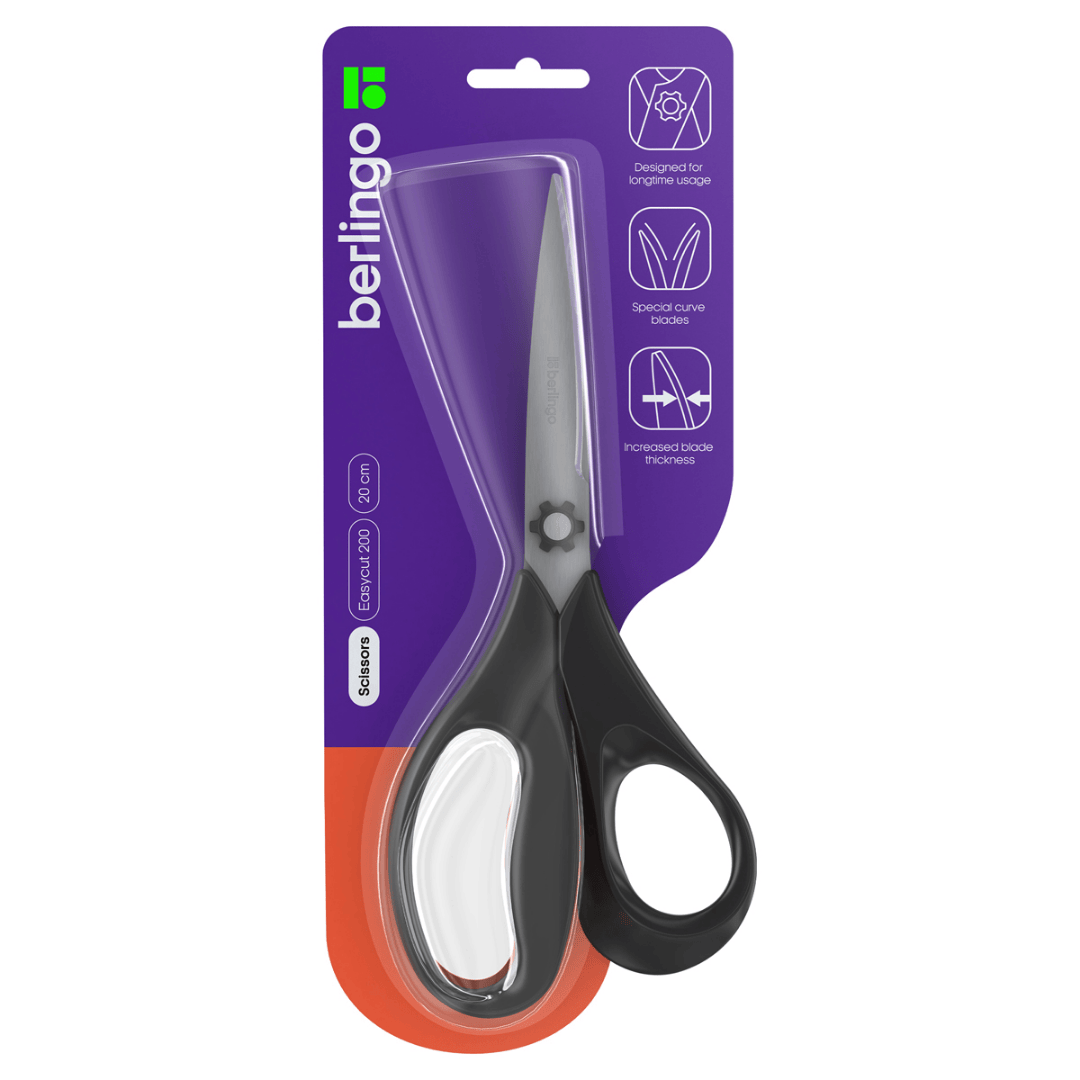Ножницы Berlingo "Easycut 200", размер 20 см, черные / Ножницы №2