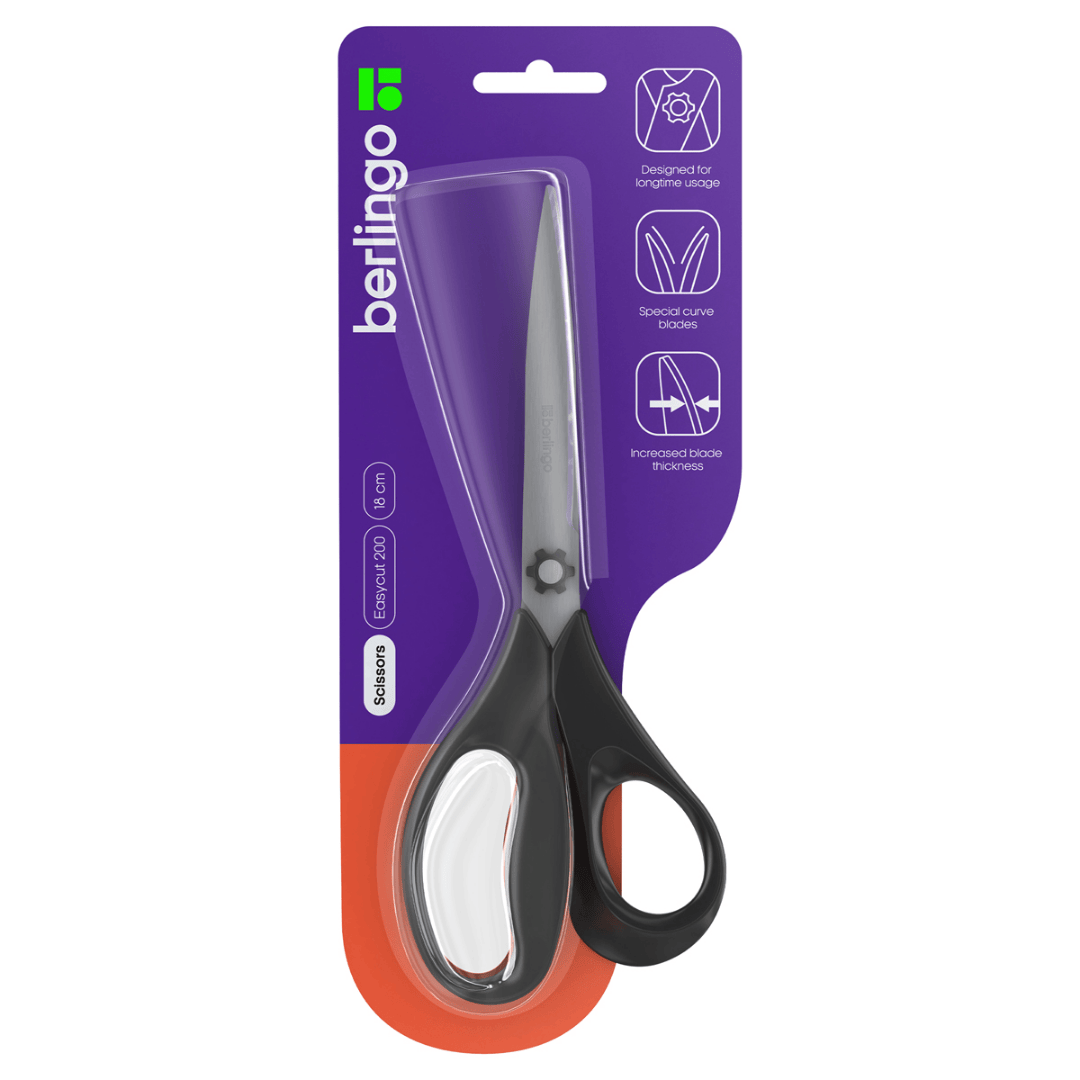Ножницы Berlingo "Easycut 200", размер 18 см, черные / Ножницы №2