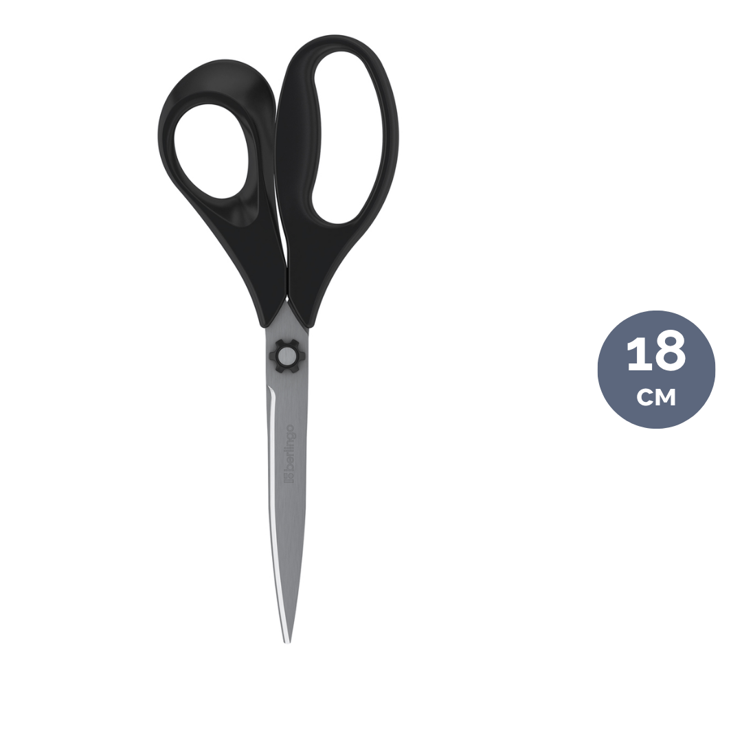 Ножницы Berlingo "Easycut 200", размер 18 см, черные / Ножницы