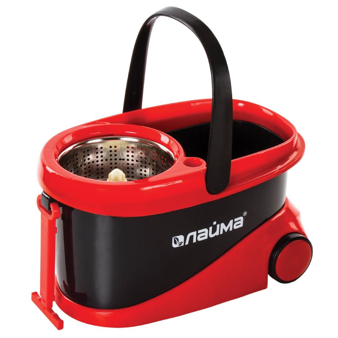 Комплект для уборки Laima, ведро 19/9 л двухкамерное с отжимом + швабра, черный / Швабры и комплекты №2