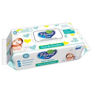 Салфетки влажные Flovell Care Classic, 72 штуки в упаковке  / Салфетки влажные косметические