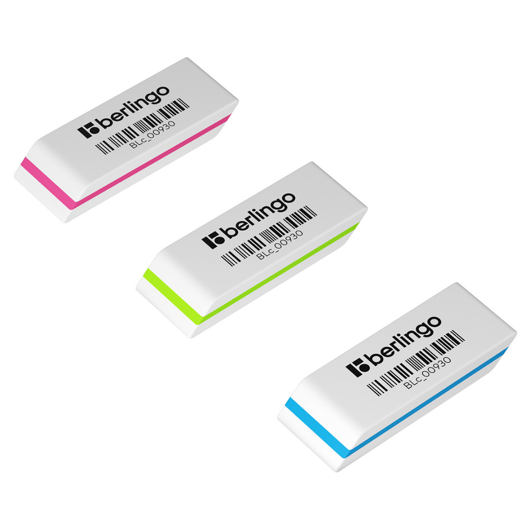 Ластик Berlingo "Eraze 930", прямоугольный, скошенный, 50*19*8 мм, ассорти, цена за штуку / Ластики