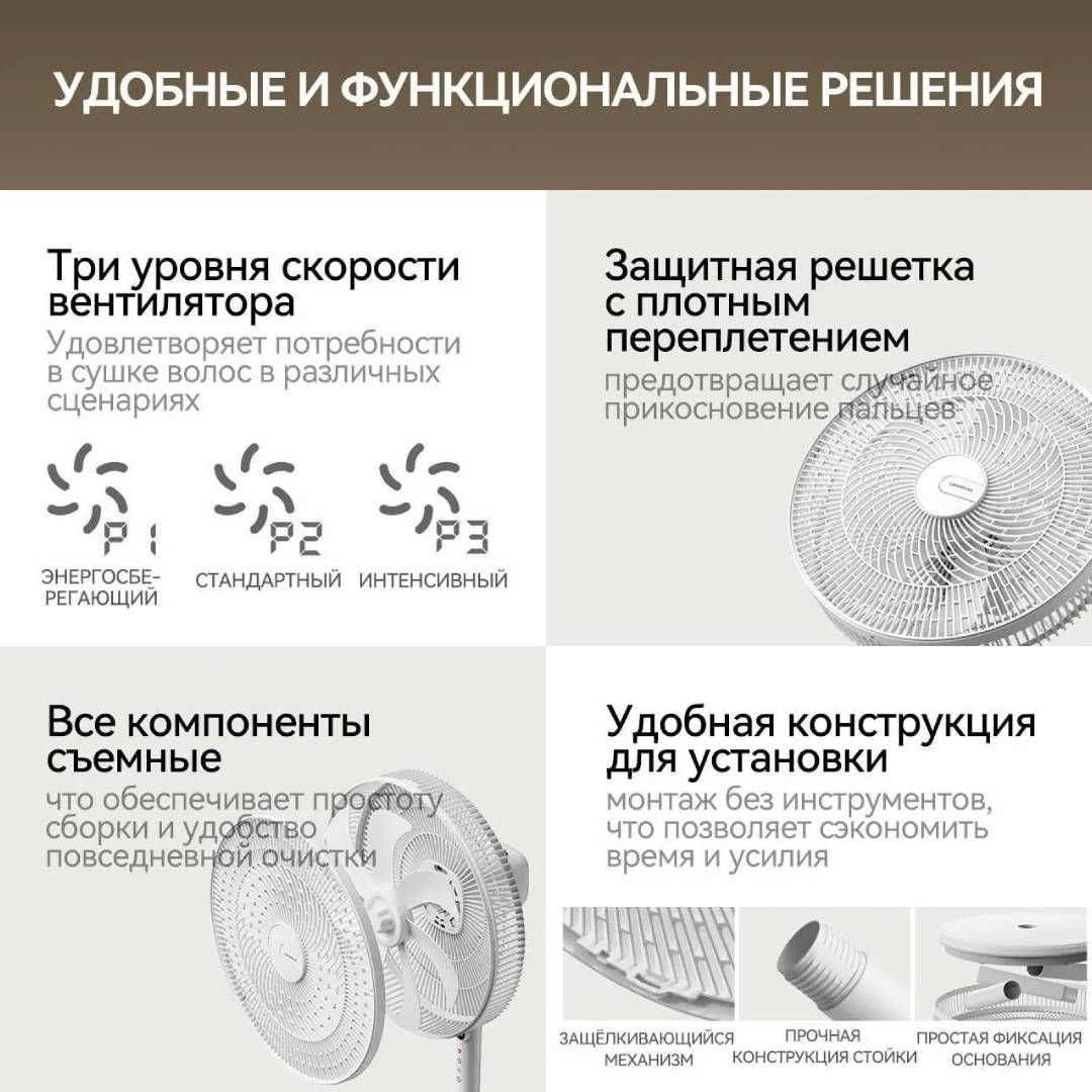 Вентилятор напольный Deerma DEM-FD11W, белый / Вентиляторы №7