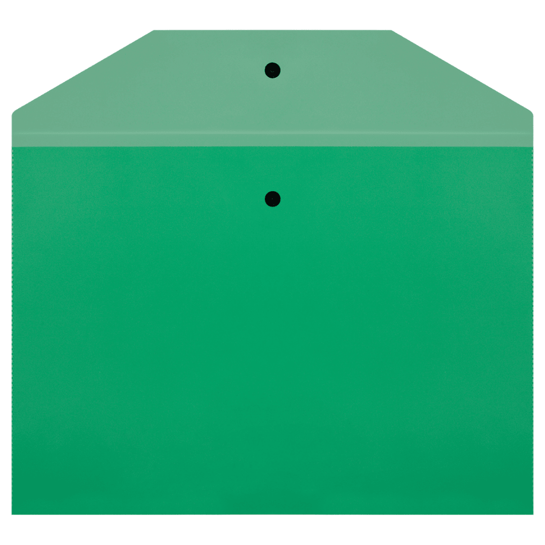 Папка-конверт с кнопкой Стамм, A4, 120 мкм, прозрачная, зеленая / Папки-конверты на кнопке №2