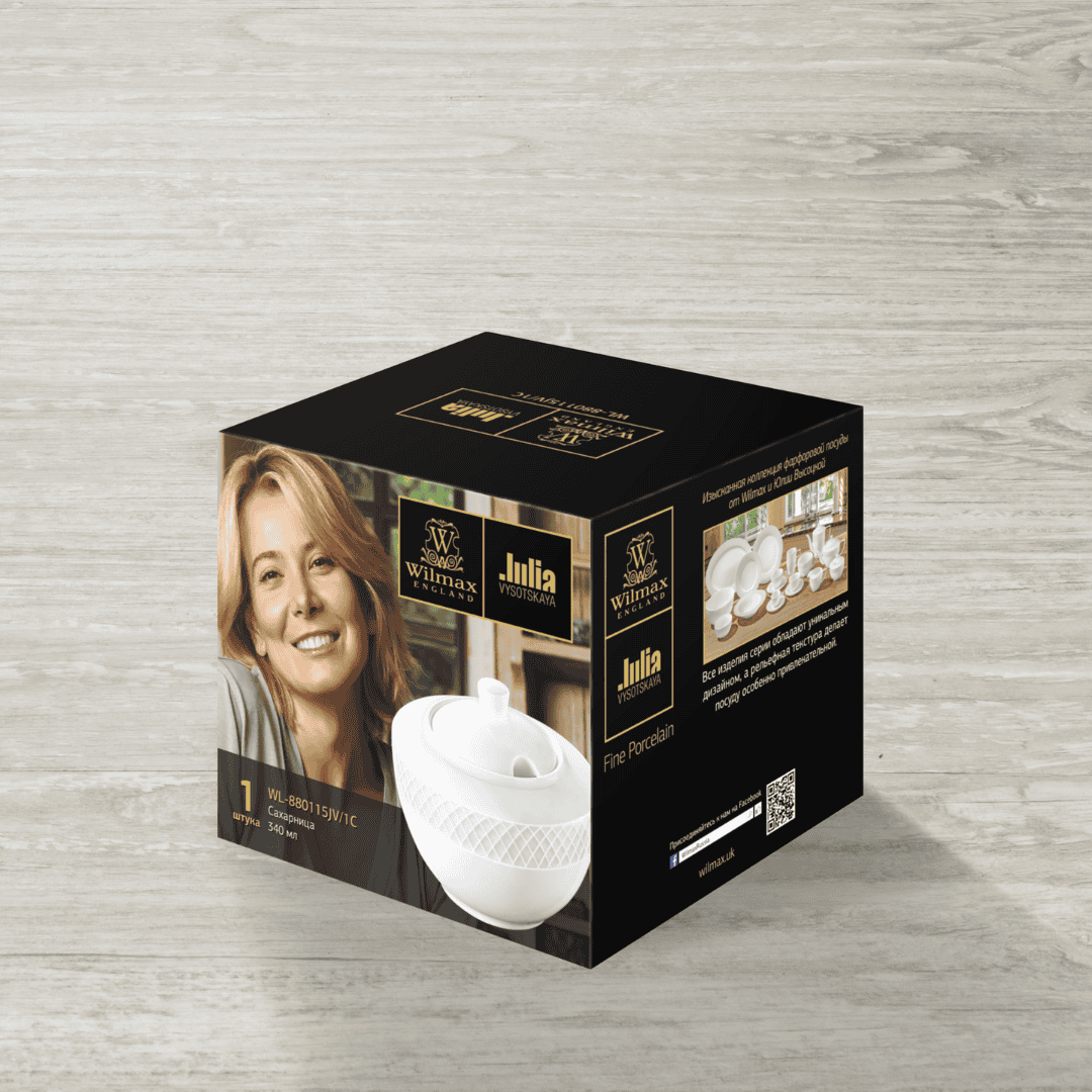 Сахарница Wilmax, 340 мл, фарфор, белая / Посуда столовая №2