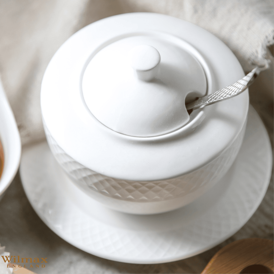 Сахарница Wilmax, 340 мл, фарфор, белая / Посуда столовая №3