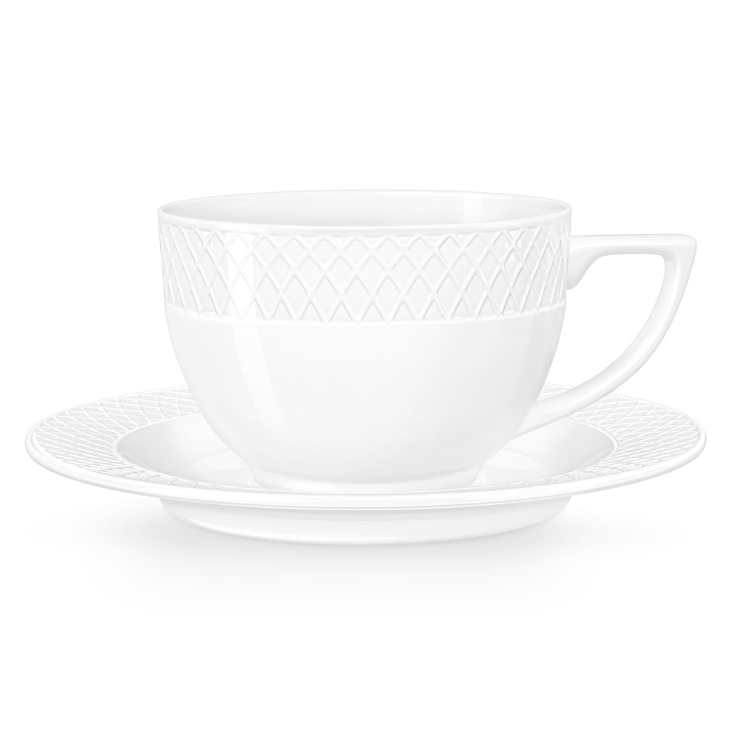 Чайная пара Wilmax, 240 мл, фарфор, белая / Посуда столовая