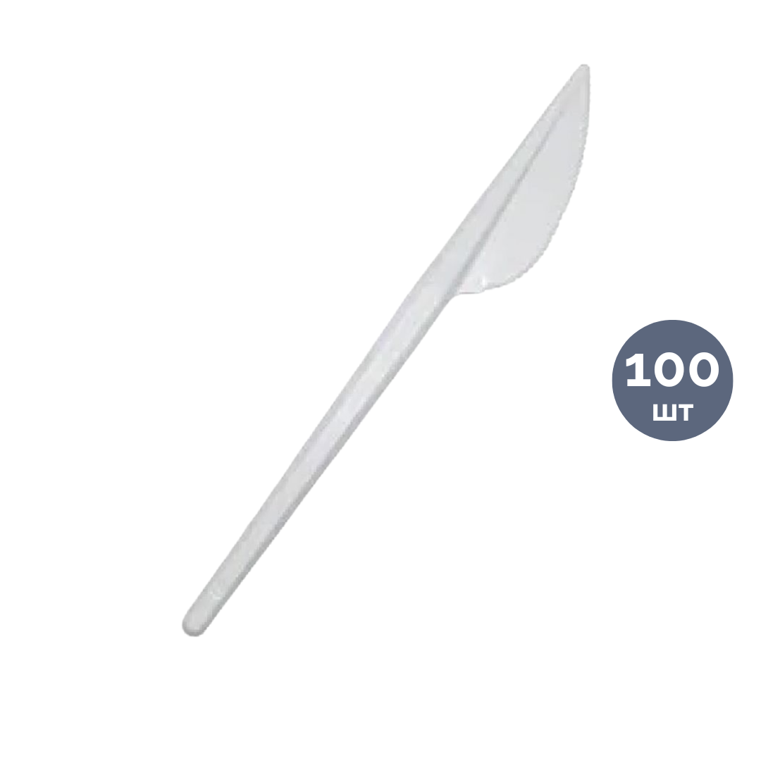 Бір реттік ас пышақтар, ақ, 100 дана, баға қаптамасы үшін / Бір реттік ыдыстар