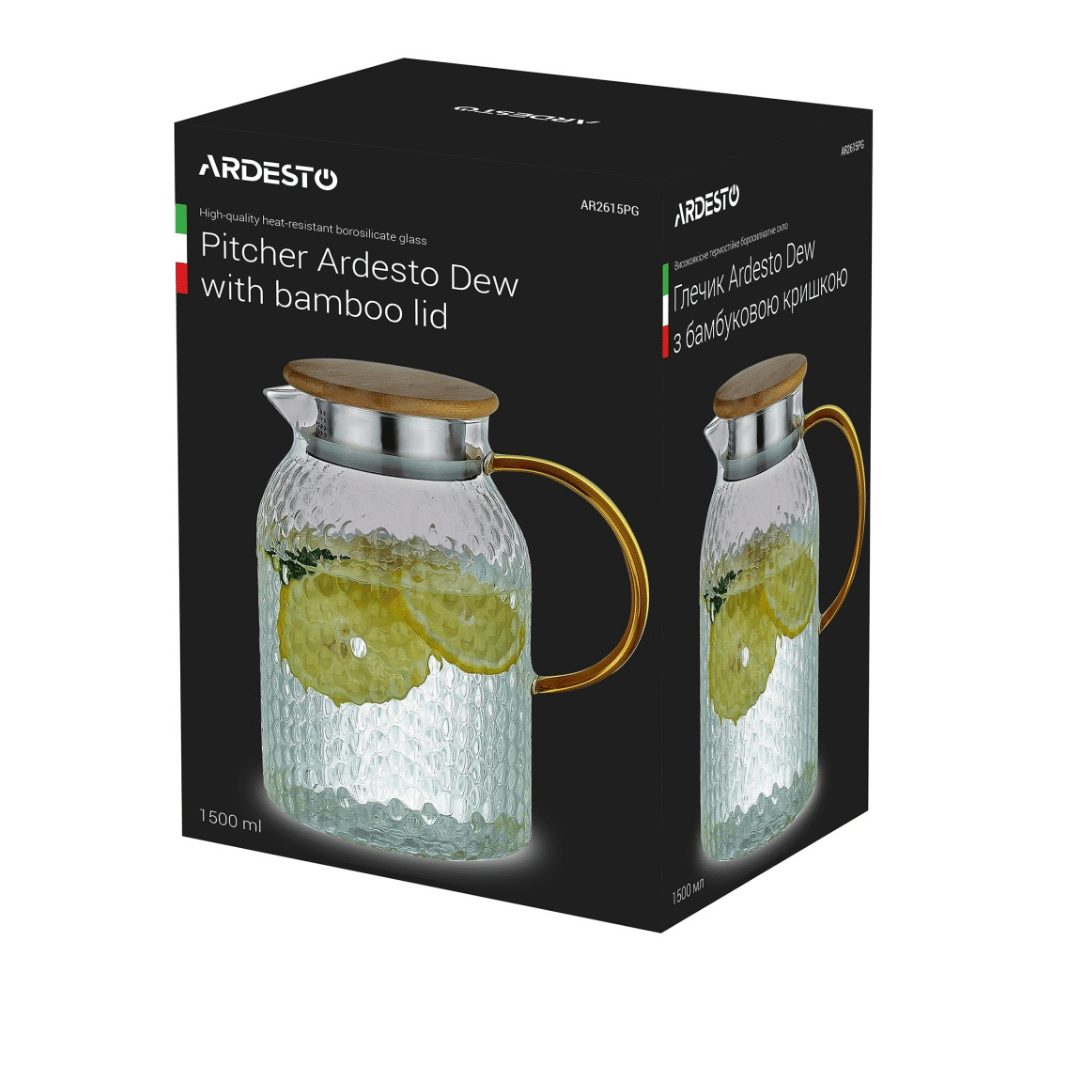 Кувшин Ardesto "Dew", с крышкой, 1,5 л / Посуда столовая №3