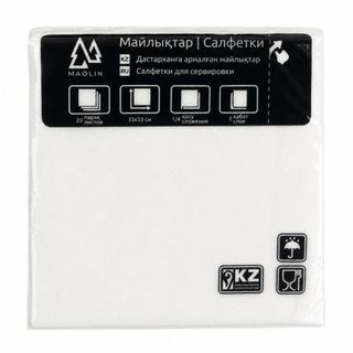 Салфетки Маолин, 2-х слойные, 20 шт., с тиснением, размер листа 33*33 см, белые / Салфетки бумажные