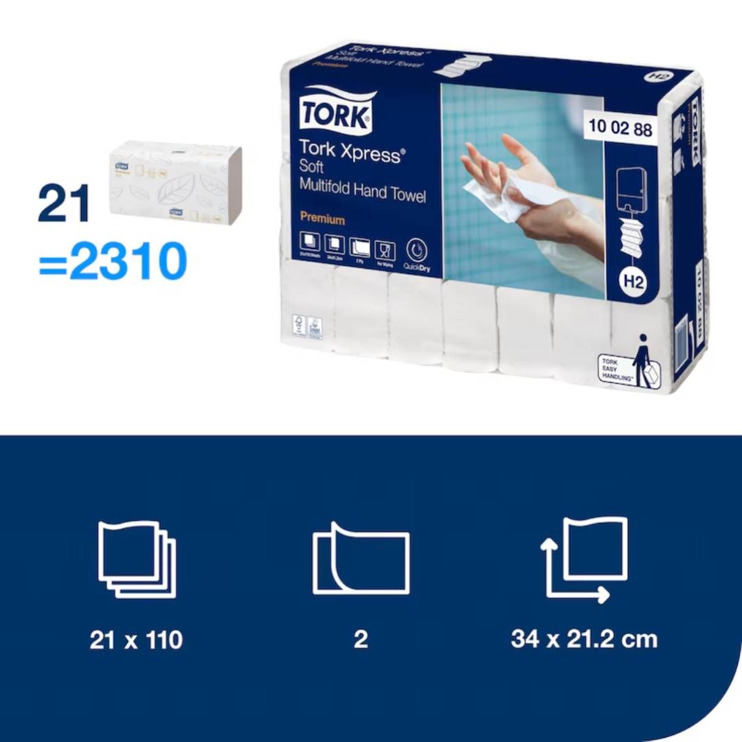 Полотенца бумажные Tork Premium, 110 шт, 2-х слойные, 21*34 см, сложение W, белые / Полотенца для диспенсеров №4 oe.kz Полотенца бумажные Tork Premium, 110 шт, 2-х слойные, 21*34 см, сложение W, белые / Полотенца для диспенсеров №4