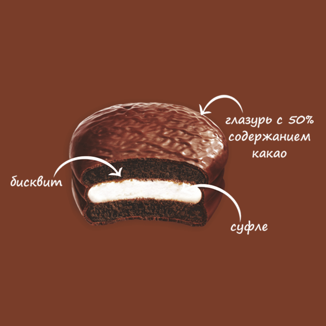 Бисквит Orion "Choco-Pie Dark", 360 гр, 12 штук в коробке / Бисквиты, круассаны, маффины №2